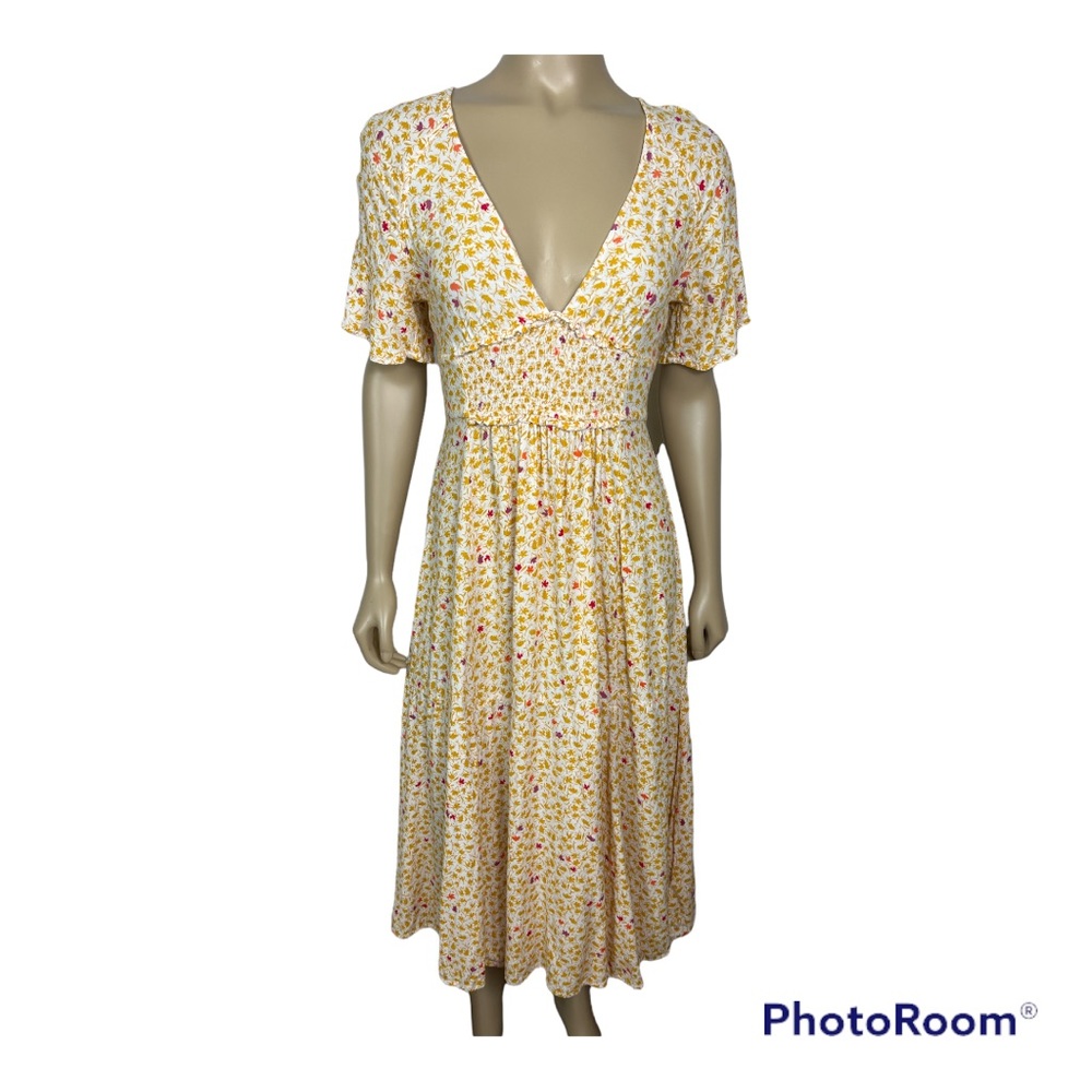 Free People In Full Bloom Yellow Midi Dress Size XS
